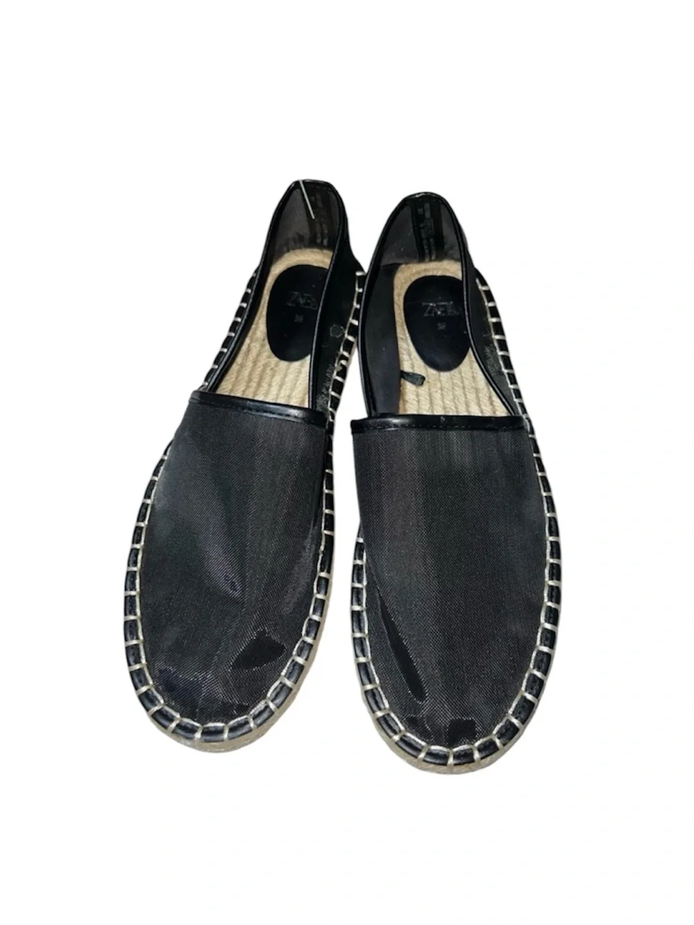 Zara Black Mesh Espadrille Slip-On Loafers